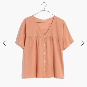 madewell button front top in clip dot. Perfect for transition to fall.